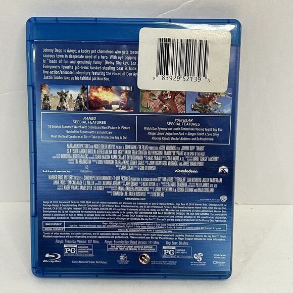 Rango / Yogi Bear (2-Disc Blu-ray, 2010, Double Feat.) Johnny Depp - Picture 2 of 5